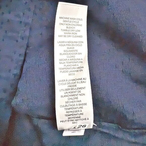 CHICO'S | Feminine Long Sleeve Pattern Button Front Midnight Blue Navy | 2 Large - Picture 3 of 5